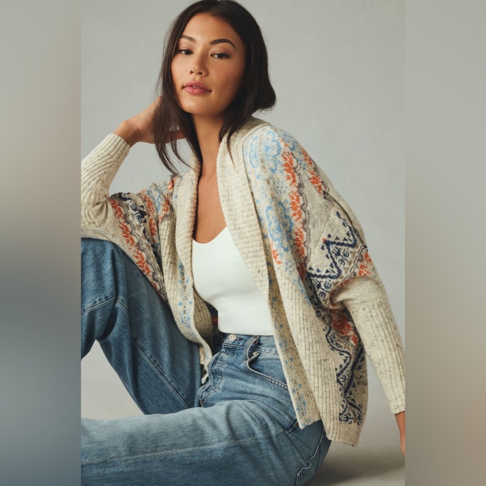 Anthropologie Pilcro Jacquard Cocoon Cardigan Sweater (Size XS) - NWT - Picture 2 of 6